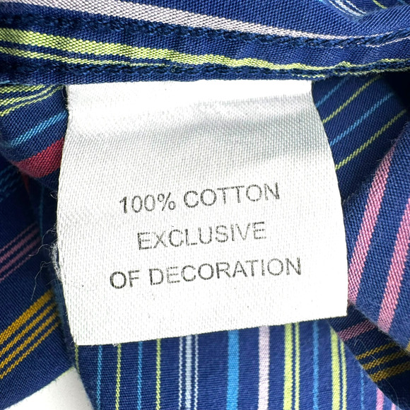 TAILORBYRD Mens XL Button up Shirt Long Sleeve Rainbow Stripe Contrast Flip Cuff - Picture 7 of 11